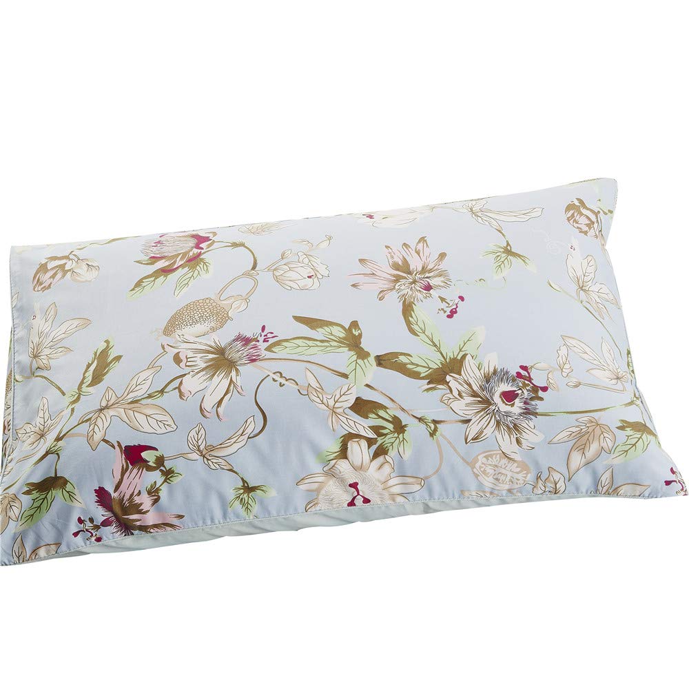 YOU SA Blue Sateen Pillow Shams 100% Cotton King Pillow Protecter Botanical Print Set of 2 (King,Color-7)