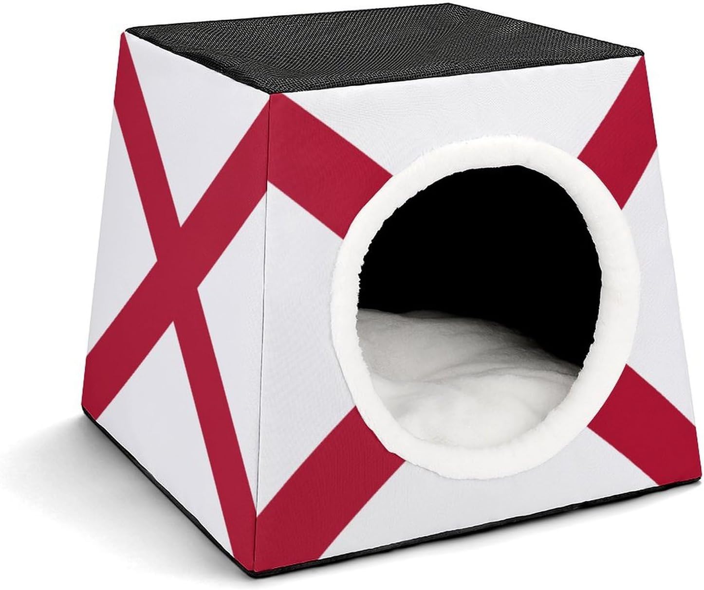 Alabama State Flag Cat House for Indoor with Spacious Cat Nest