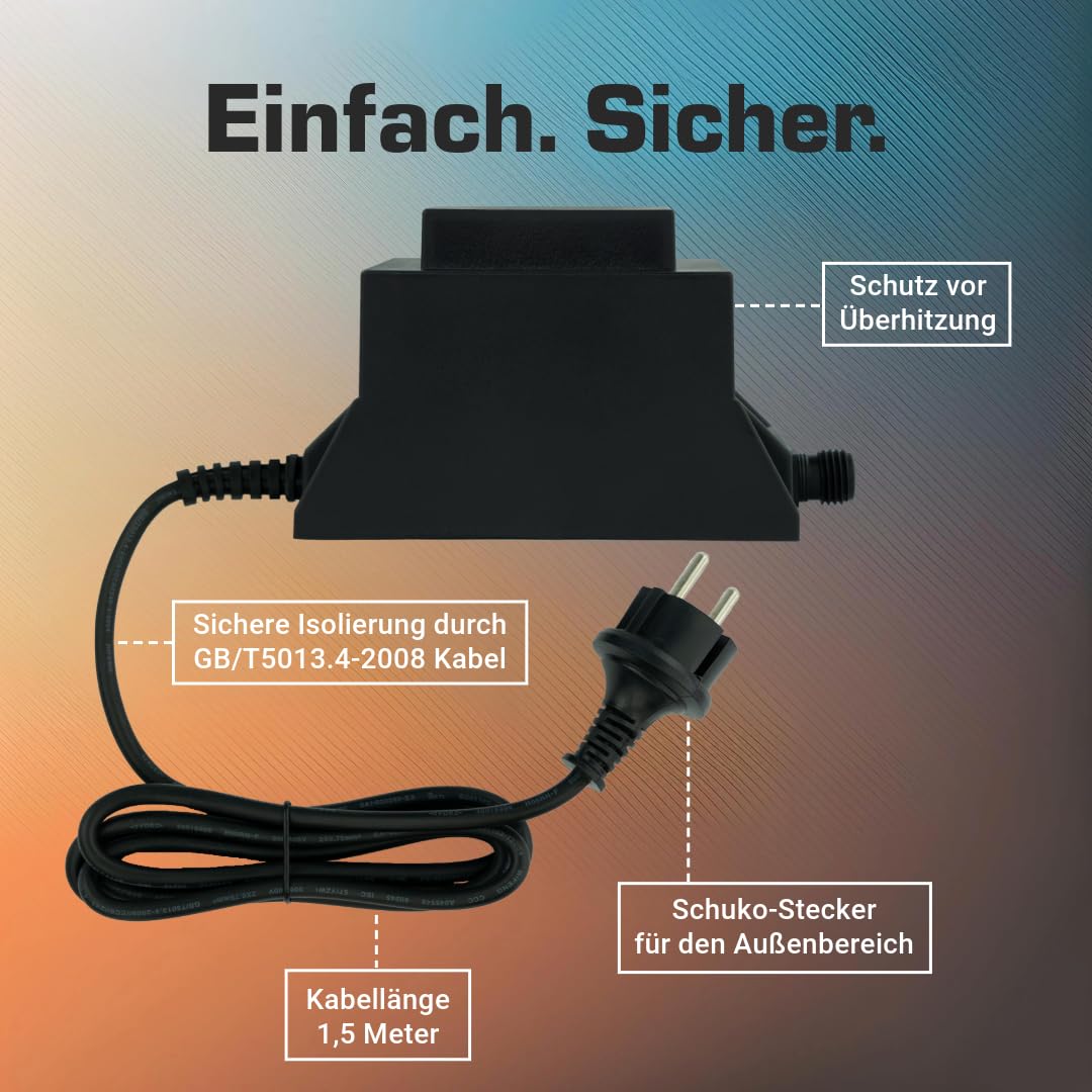 KERRY ELECTRONICS Netzteil 105 Watt IP44, LED-Trafo, Transformator 230V auf 12V, Netzkabel 2-Pin-Stecker, Netzstecker 2 Polig, 12V Adapter, Netzteil-Adapter, Netzgerät, Netzadapter