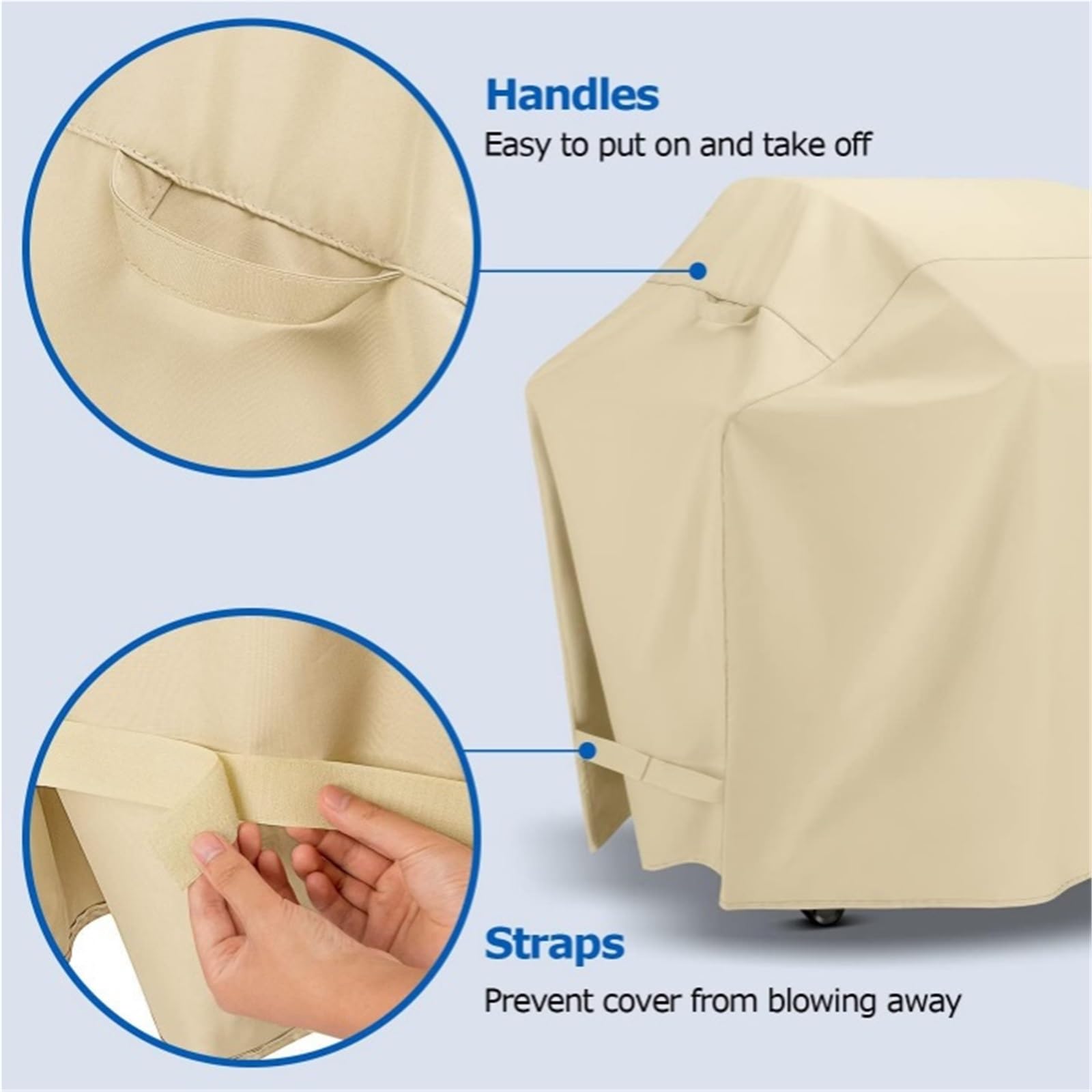Coperture Griglia Barbecue Esterno Beige 420D | Copertura griglia barbecue antipolvere resistente agenti atmosferici anti-UV resistente sbiadimento(S)