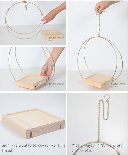 Miniatura 7 de CAIJUDONG Soporte para macetas colgantes para plantas de interior, ventana, techo, pared, colgador de metal para plantas de 15 pulgadas, soporte