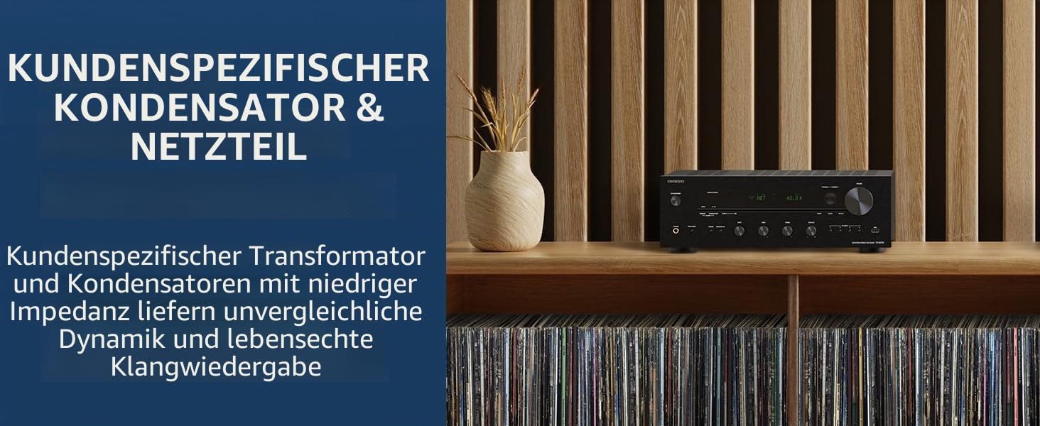 Onkyo TX-8470 2-Kanal Stereo Receiver mit WLAN, Bluetooth, Phono, Hi-Res Audio und Roon Ready
