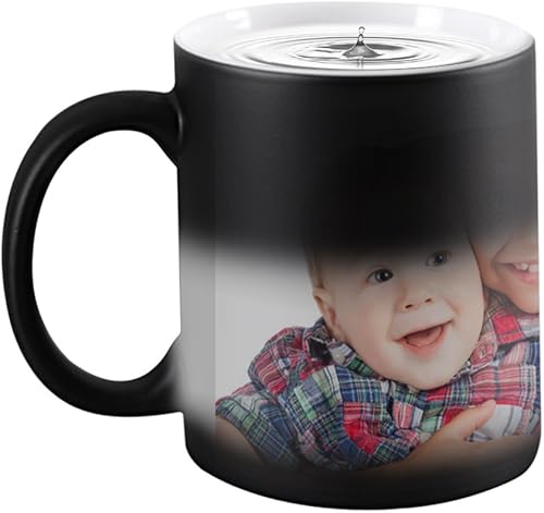 Moonlove Taza de café personalizada que cambia de color para regalo, taza de café que cambia de calor con juego de taza y cuchara, impresión