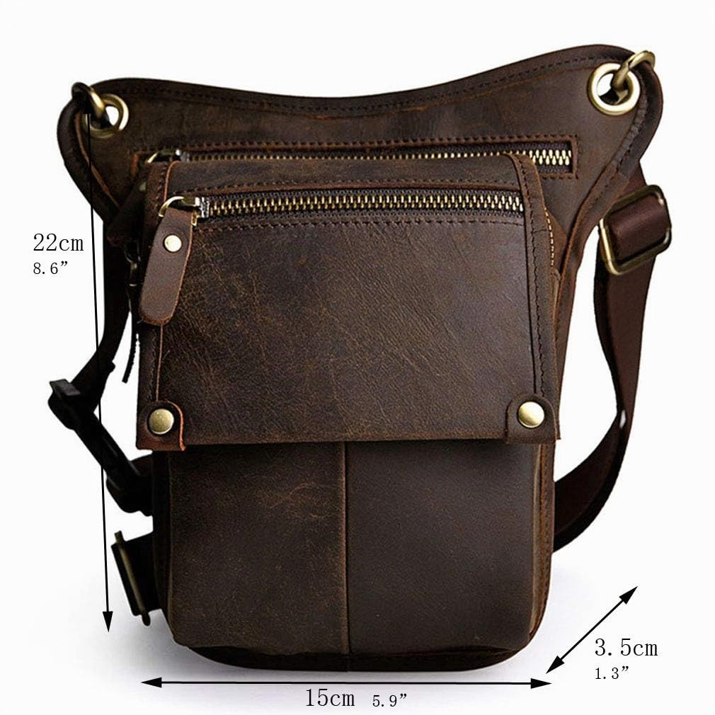 Borsa A Tracolla In Pelle Per Uomo Donna Motocicletta Equitazione Ciclismo Vita multiuso Vita Alta Marsupio Escursionismo Sport Borsa Da Campeggio Marrone Scuro