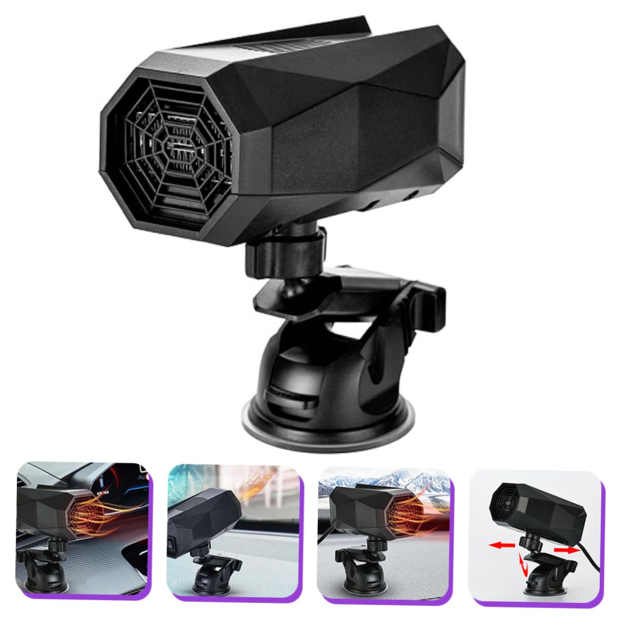 Amosfun Calentador Coche Portátil Calefactor Parabrisas para Coche Descongelador Vehículos Práctico Calefactor Automático Desempañador