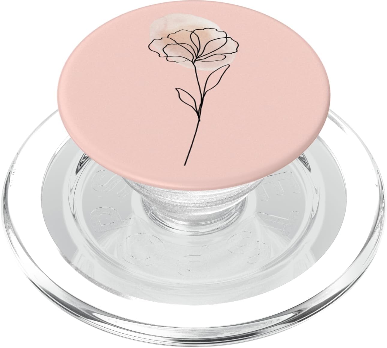 Boho Line Art Pink Poppy Flowers Brown Pastel Minimalistic PopSockets MagSafe PopGrip for iPhone