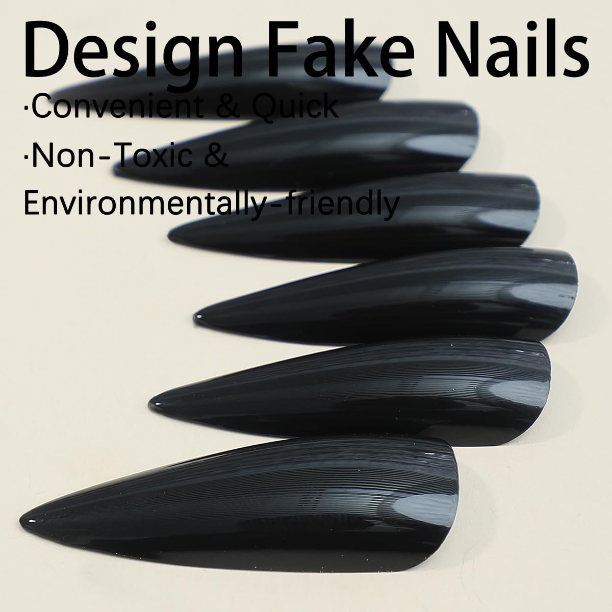 Solid Color Press on Nails (Black) Stilitto Long Glossy 24PCS Gift for Women and Girl from QQPPOLIU