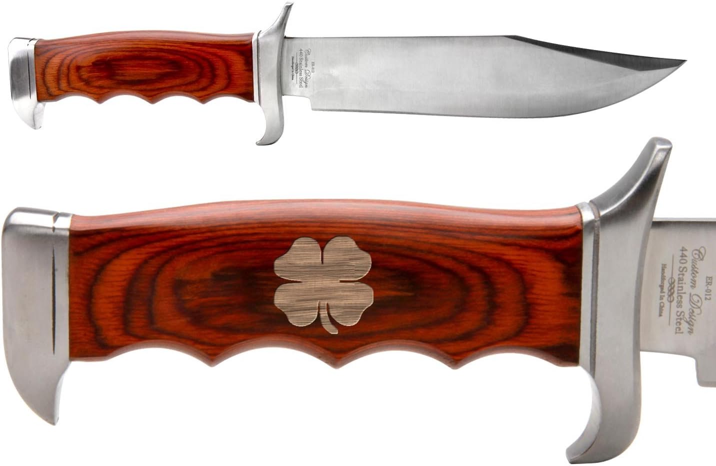 NDZ Performance Elk Ridge Outdoor Hunting Fixed Blade Full Tang Knife 4 Leaf Clover