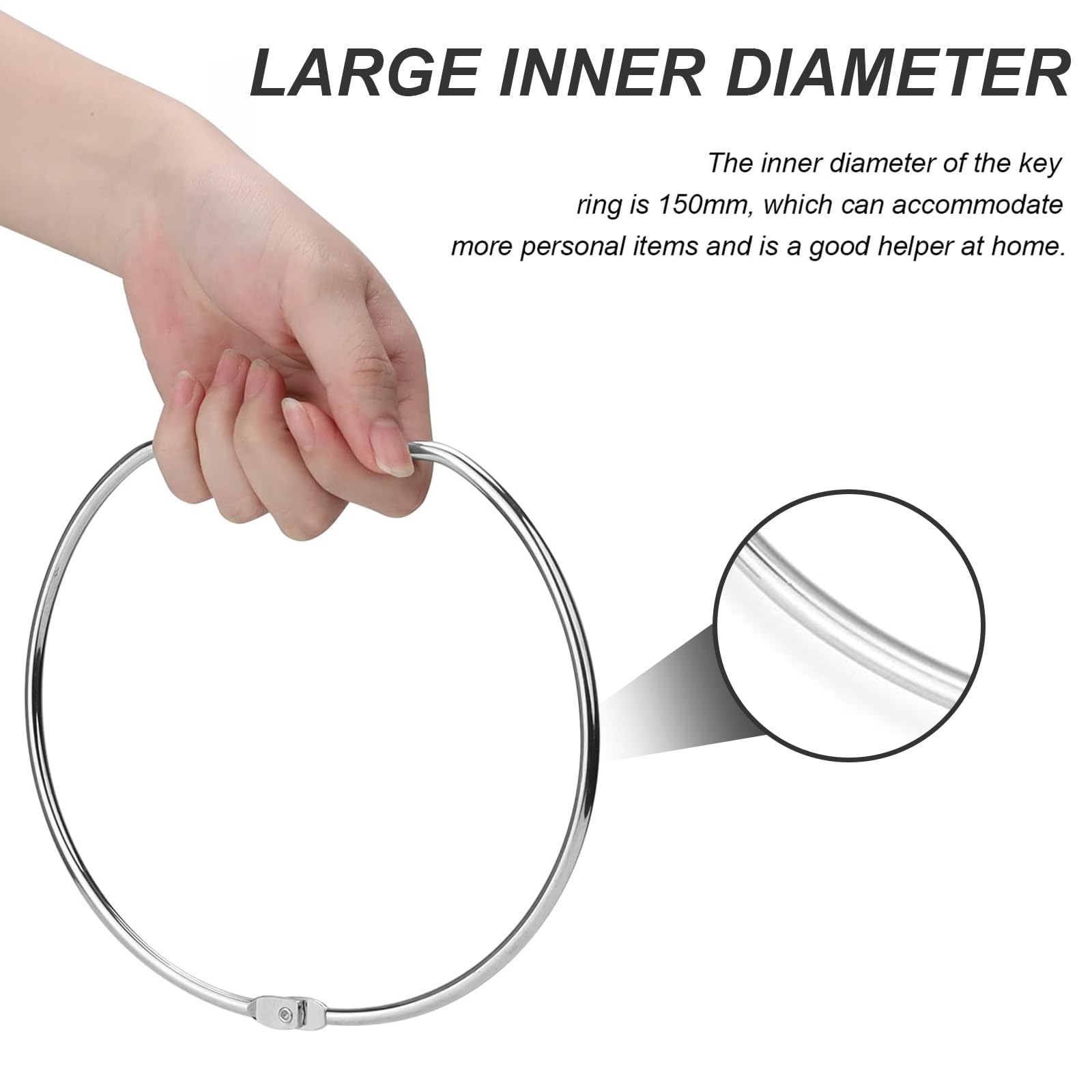 Neikafan 6 PCS 120mm Grand Anneau Porte Clé Et 12 PCS 30mm Métal Anneau Porte Clef Metallique Porte-Clés Organiseur De Clef Pour Pour Accrocher Les Clés,Vêtements,Rideau De Douche