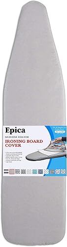 Epica - Funda para tabla de planchar con revestimiento de silicona, resistente a la abrasión y a las manchas, de 15 x 54 pulgadas Chevron: blanco y