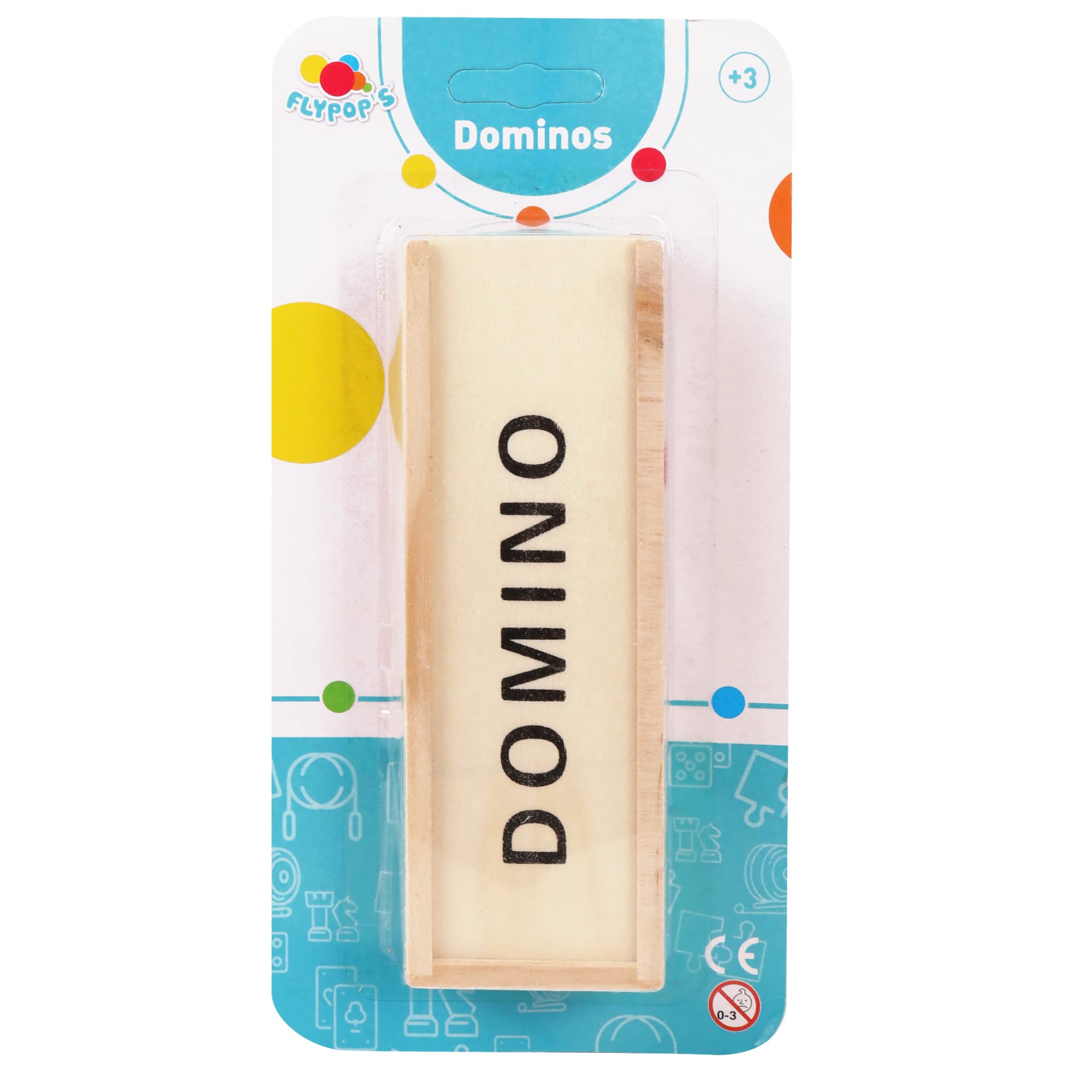 FLYPOP'S - Dominos - Gra towarzyską - 140883 - Czarny - Plastik - 2 do 4 graczy - Dziecko - Dorosły - Gry podróżne - 3,6 cm x 1,7 cm - Od 3 lat