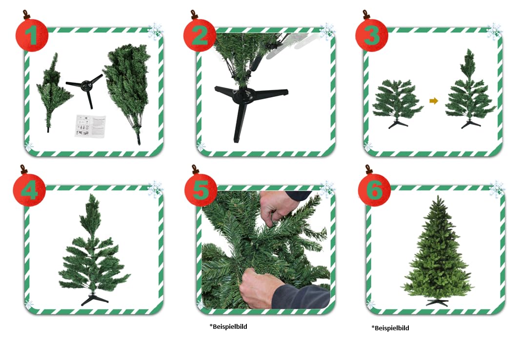 RS Trade 23012 Premium Tanne PE/PVC 120 cm Weihnachtsbaum künstlich (Ø ca.78 cm) ca. 644 Spitzen und Schnellaufbau Klappsystem, Naturgetreue Spritzguss Elemente, Tannenbaum inkl. Christbaum Ständer