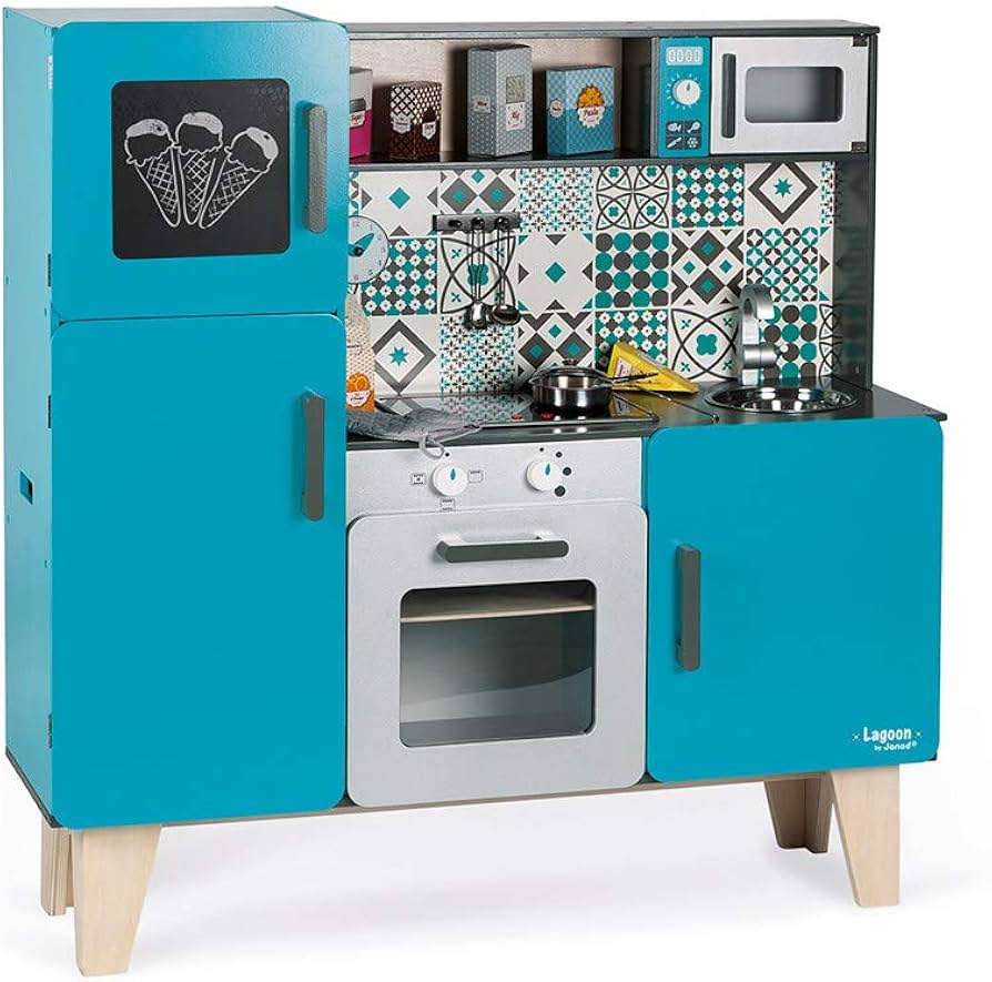 Amazon.com: Janod Lagoon Maxi Cooker Aqua 34” Tall Wooden Kitchen
