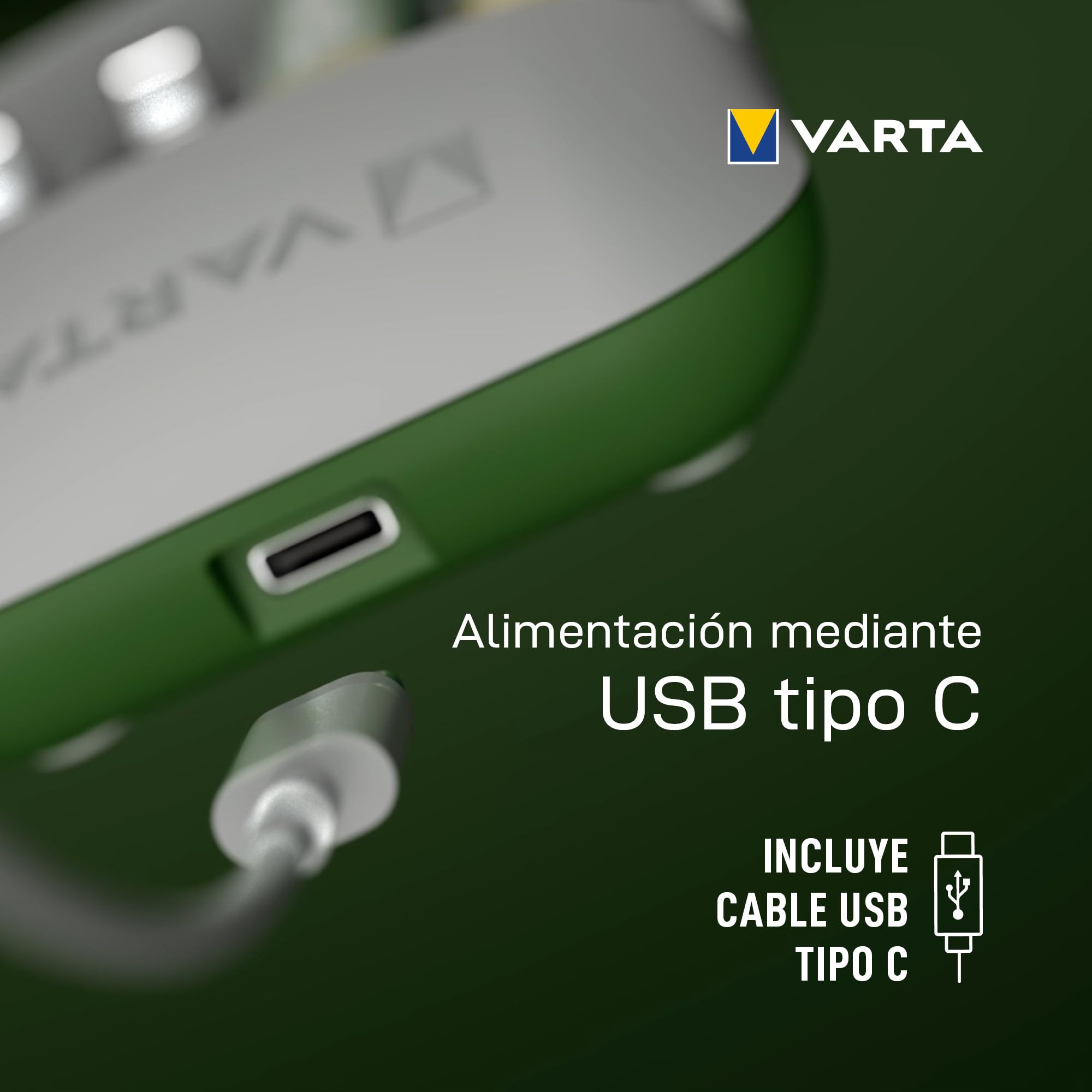 VARTA Cargador para 8 AA/AAA Pilas Recargables, Eco Charger Multi Recycled | para pilas recargables NiMH, 75 % de material reciclado, Incl. 8x AAA 2100 mAh