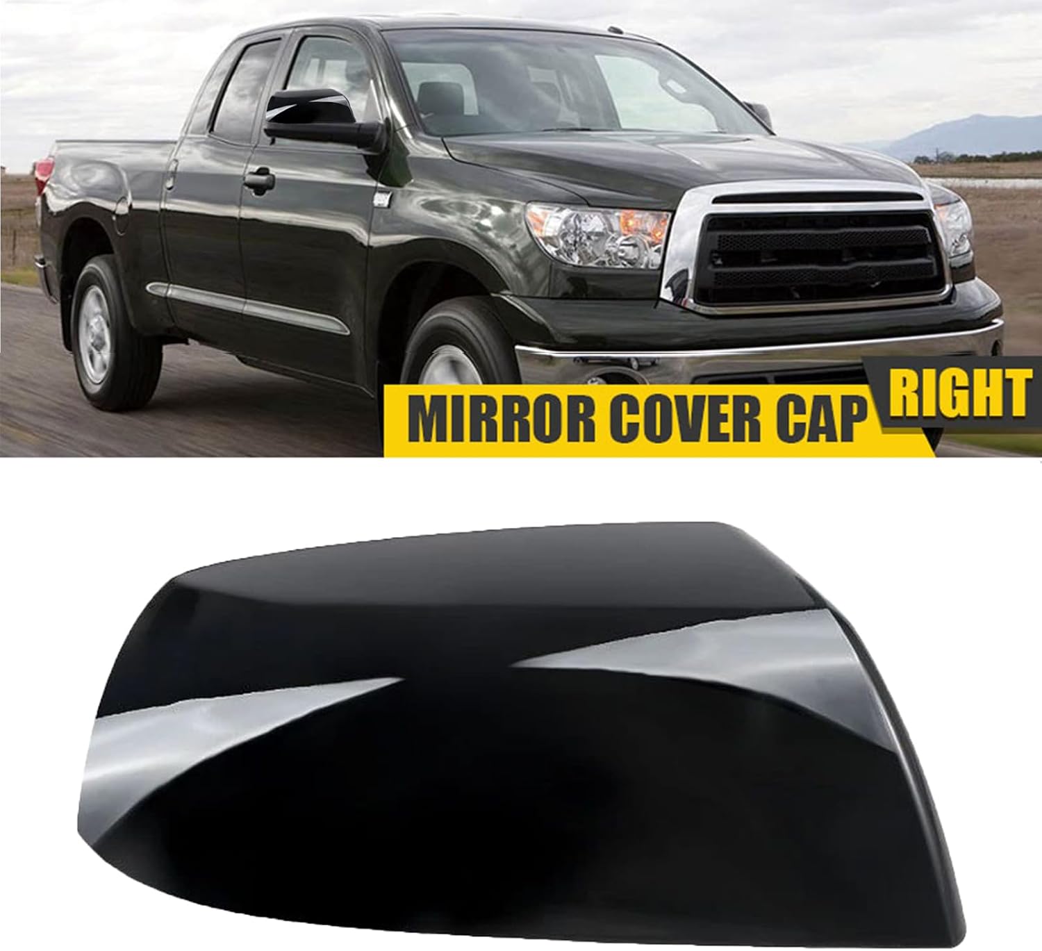 Front Half Mirror Cap Cover For Toyota Tundra 2007-2021,Sequoia 2010-2022 Replace 87945-0C020, 87915-0C040, Front Driver & Passenger Side Mirror Cap Cover (Glossy Black)