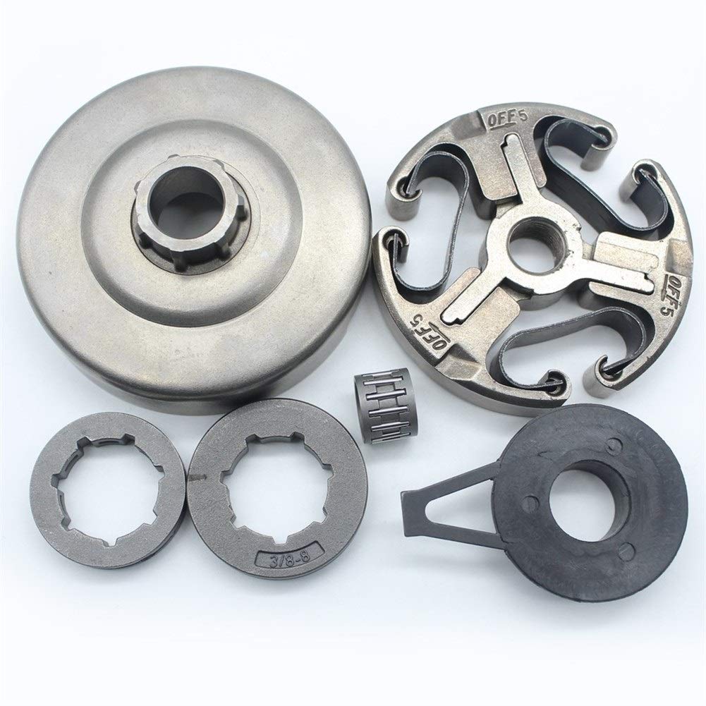 Tiempo Beixi Gusano Tambor de Embrague Engranaje Juego de cojinete de Aguja Compatible con Husqvarna 372XP 365 371 372 362 Piezas de la Motosierra con 3/8" 7T 8T piñones Llantas