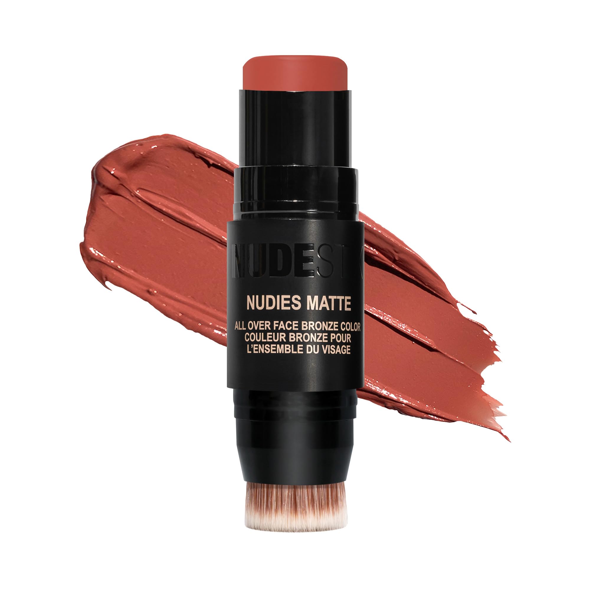 NUDESTIX Nudies Matte Lux Blur Blush Stick Pretty Peachy 7g – Soft Blurring Cream Blush for Cheeks, Eyes & Lips – Airbrushed Matte Finish, Warm Bright Coral