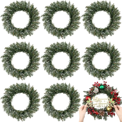 Zeyune Christmas DIY Green Wreath 14 Inch Artificial Christmas Wreaths