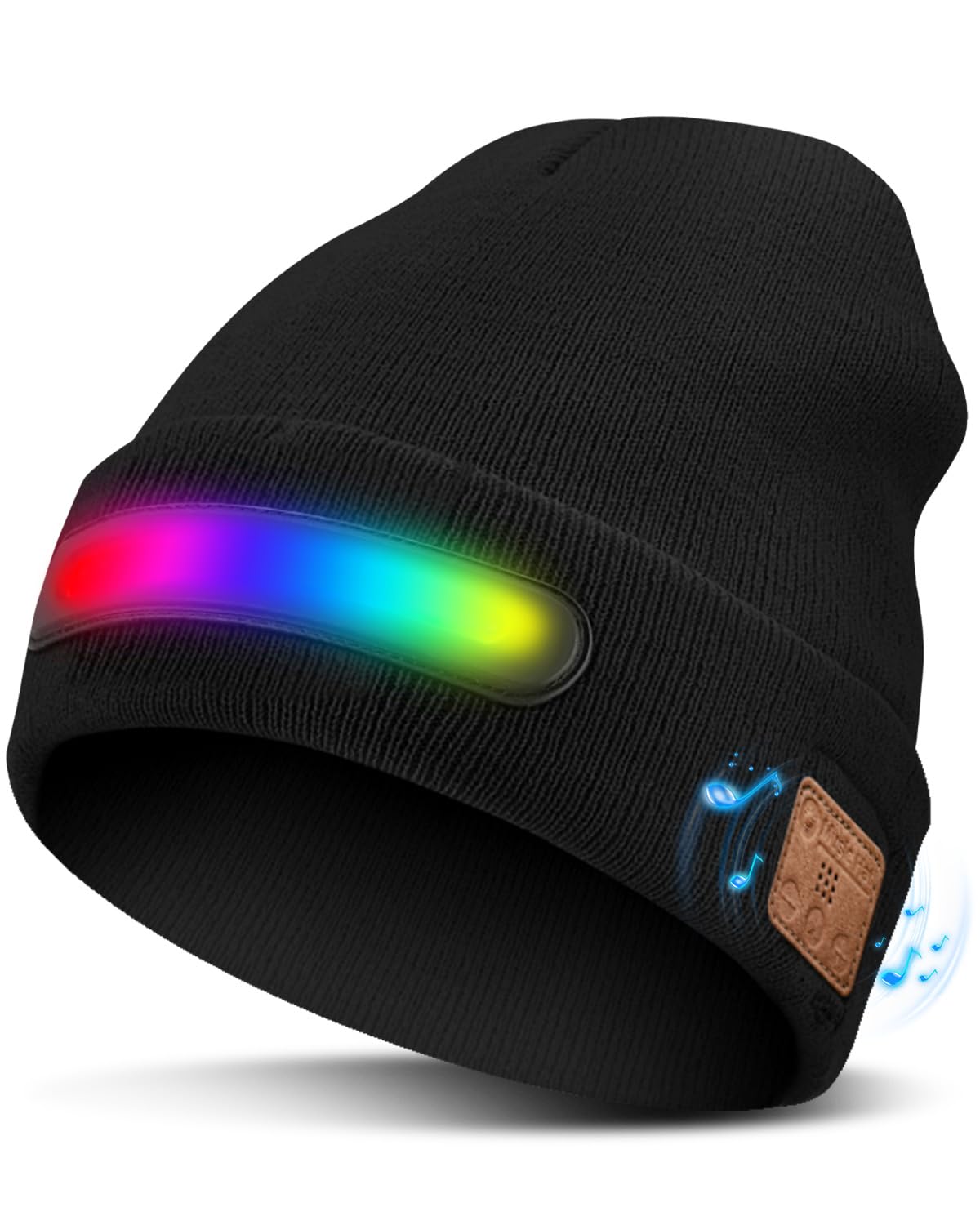 MOXTOYU Bluetooth Beanie with Light, USB Rechargeable LED Headlamp Winter Hat, Men Women Valentine's Day Gifts