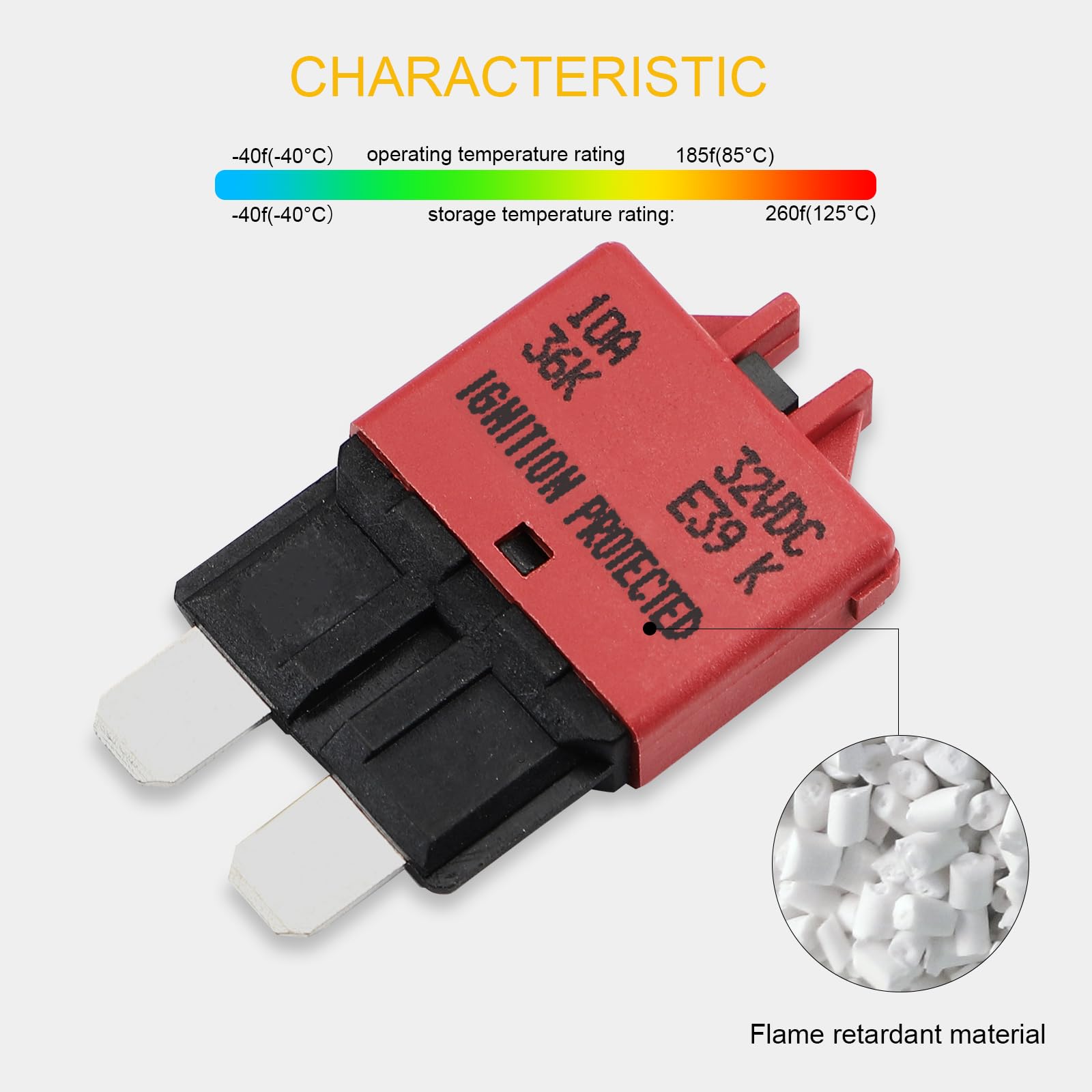 GLOSO E39 ATO ATC manual reset circuit breaker(25A,3PACK), White - Image 3