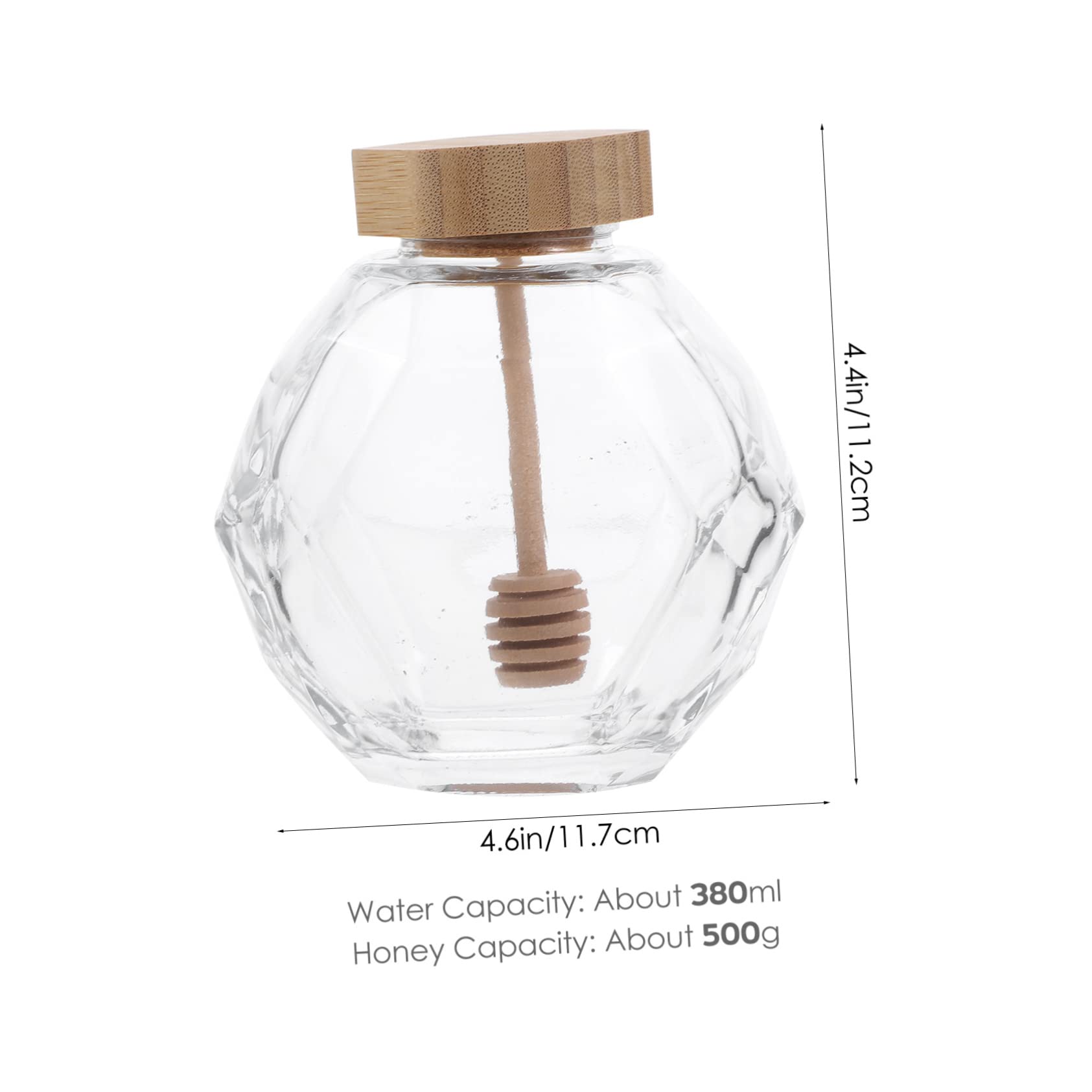 CIYODO Glass Honey Jar with Lid Dipper Honey Dispenser Container for Easy Pouring Storage for Honey Sugar Salt Easy to Clean Use