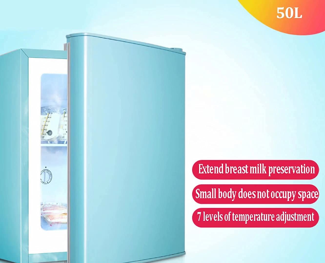 Mini frigo per latte materno, frigo portatile da tavolo per uso domestico, frigorifero congelatore personale per casa e ufficio, bevande/alimenti/cosmetici, regolazione della temperatura a 7 marce (