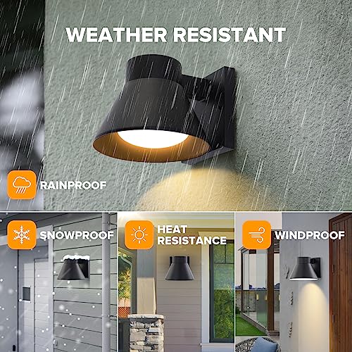 UME 2 Pack LED Outdoor Wall Light Fixtures, Dusk to Dawn Outdoor Wall Lantern, Exterior Waterproof Wall Sconce Light Fixtures, Black Front Porch Lights Wall Mount Lighting by UME - Image 2