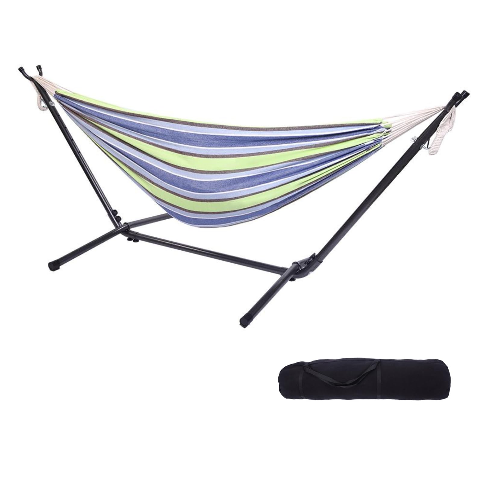 LEADZM Amaca con telaio, struttura in metallo, portata fino a 250 kg, 305 x 109 x 104 cm, regolabile a 6 diverse altezze (lilla-verde)