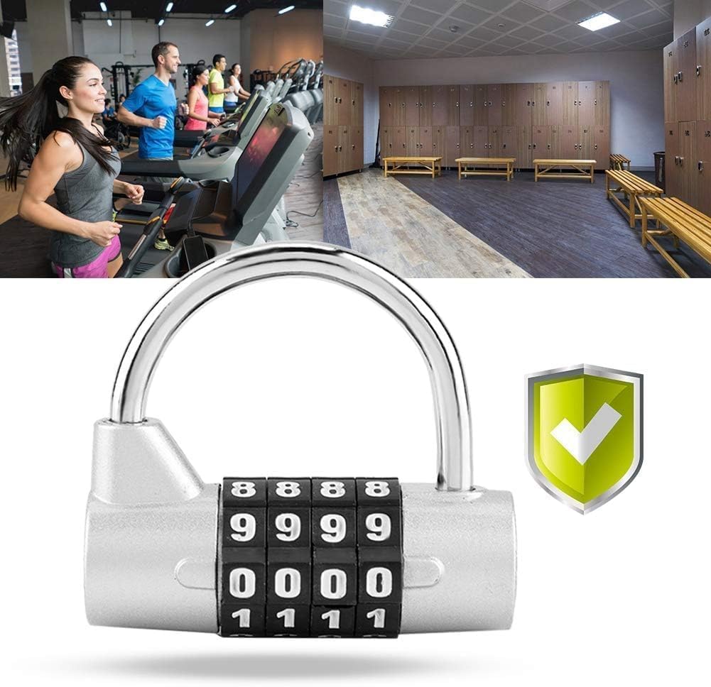 5 Digit Combination Lock Outdoor Waterproof Resettable Number Padlock Set Your Own for Gym, School Locker, Sports, Hasp Cabinet, Fence, Gate, Toolbox (Silver)