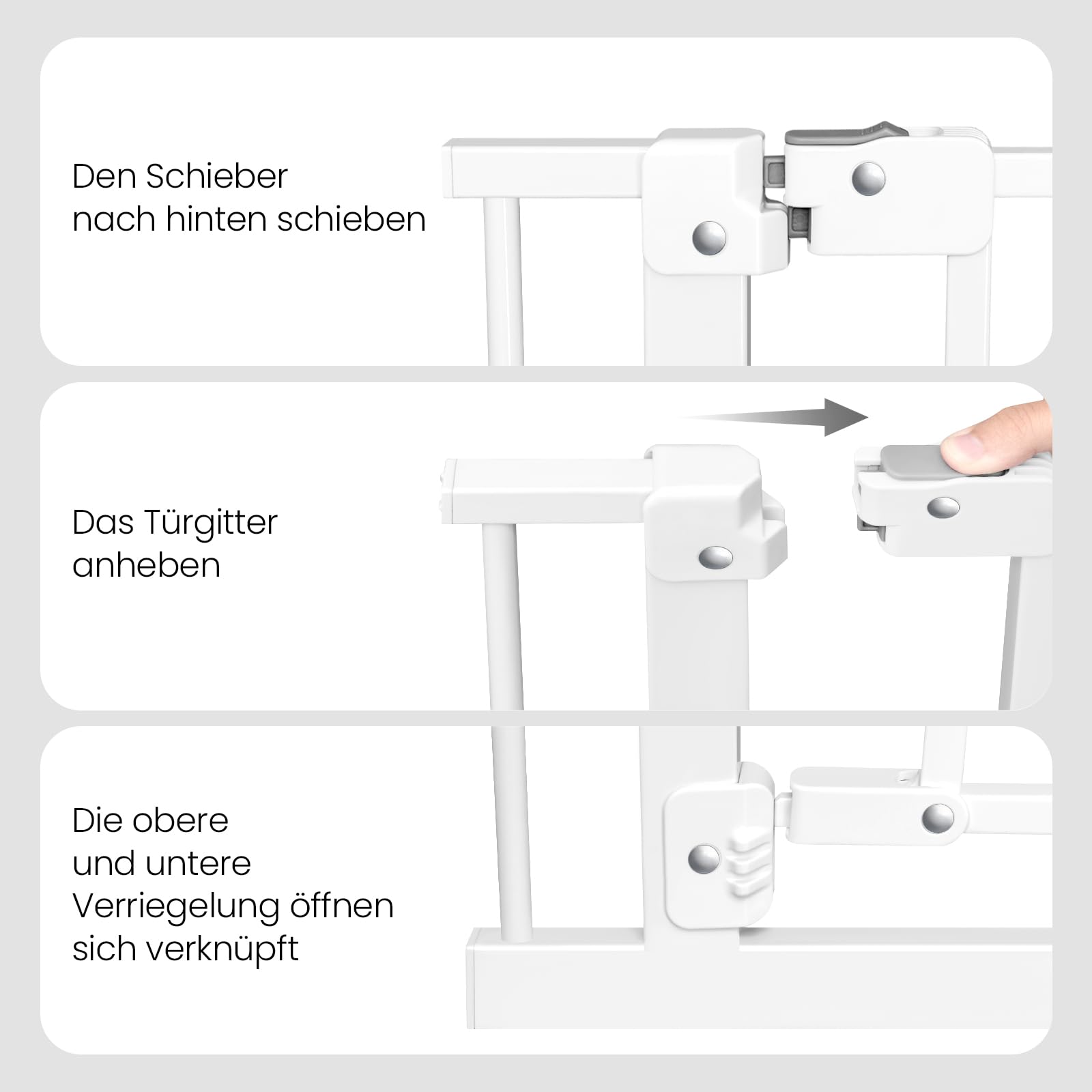 WOLTU Treppenschutzgitter 75–97 cm, Metall Türschutzgitter, Auto-Close, 90°-Stopp, beidseitig schwenkbar, Schwarz