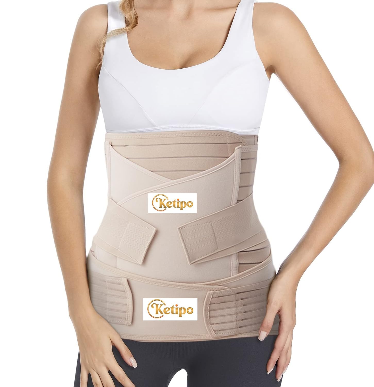 KETIPO 3 in 1 Maternity Belly Bands & Supports Postpartum Support Recovery Belt Belly Bands & Supports Post Pregnancy Abdominal Belt Post Cesarean Belly Binder (Polyester & spandex Beige)