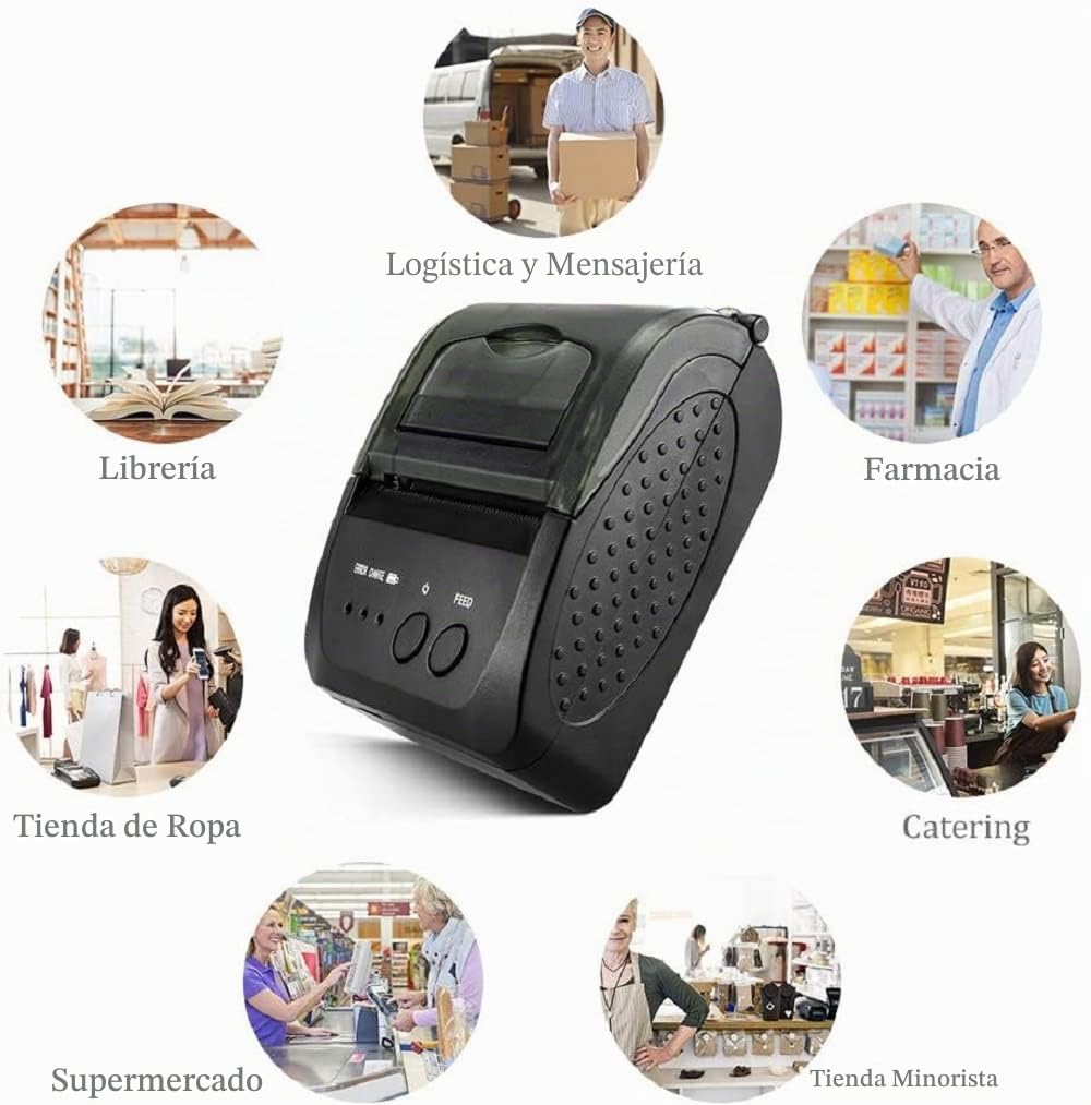NETUM Impresora térmica inalámbrica Bluetooth de Recibos, portátil, 2 Pulgadas, 58 mm, Mini Impresora USB POS para Soporte de Ventas de restaurantes Android/iOS/PC/Windows/Linux
