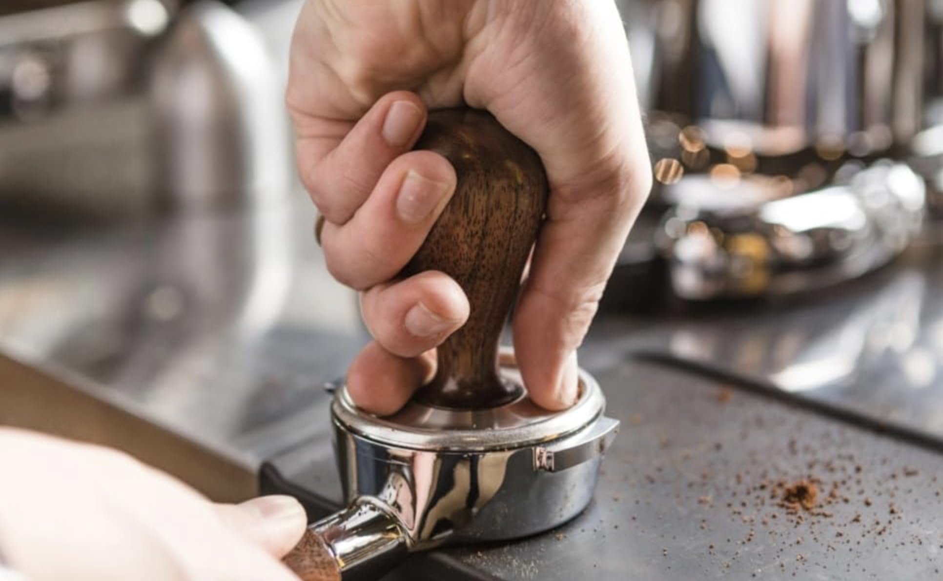 Motta 8120/M - Prensa para café (mango de madera y base de acero inoxidable, 49 mm)