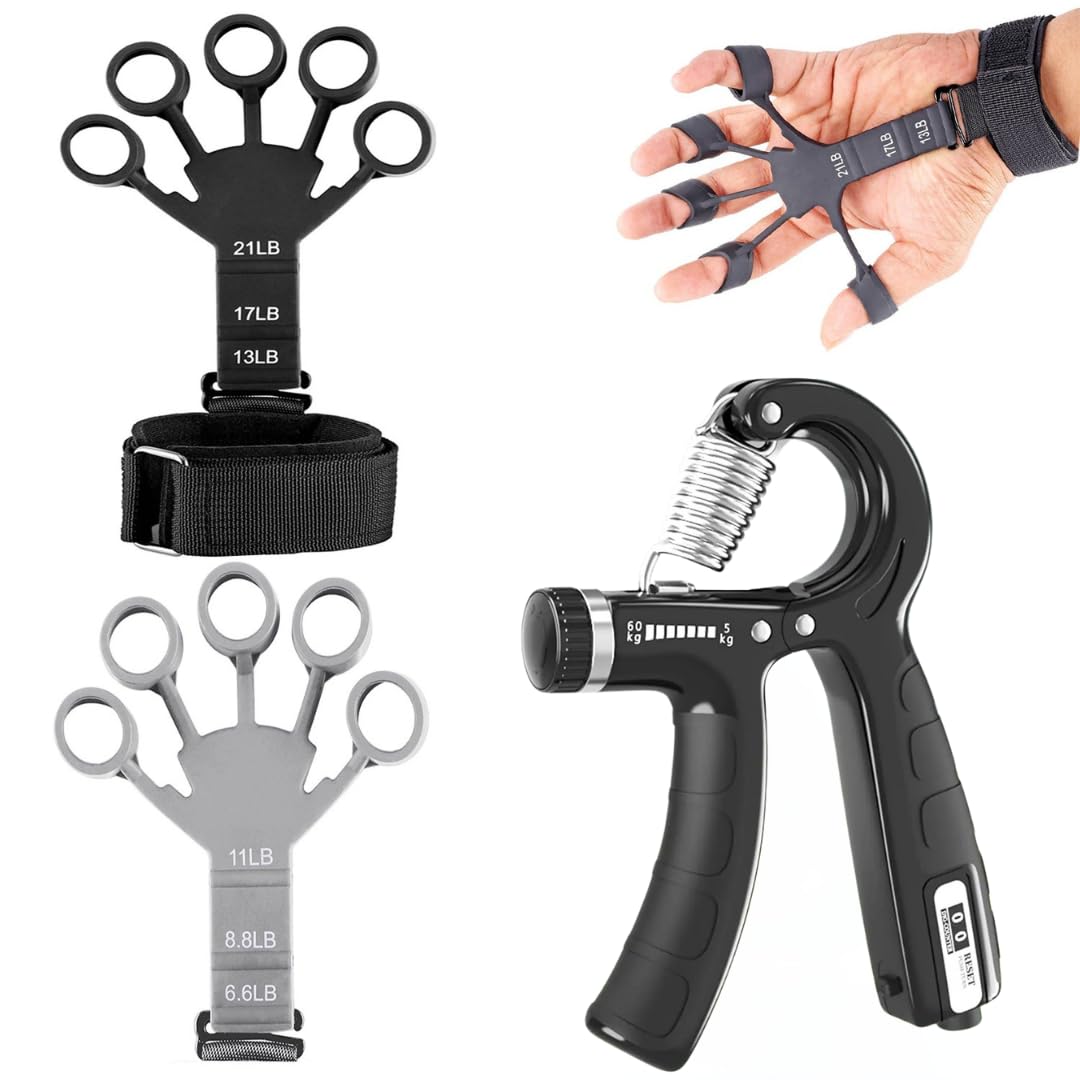 AJRO DEAL Hand Gripper & Finger Resistance Band – Adjustable Hand Grip With Counter Strengthener for Muscle Gain, Wrist Rehab, Injury Recovery, and Fitness Training-image-19