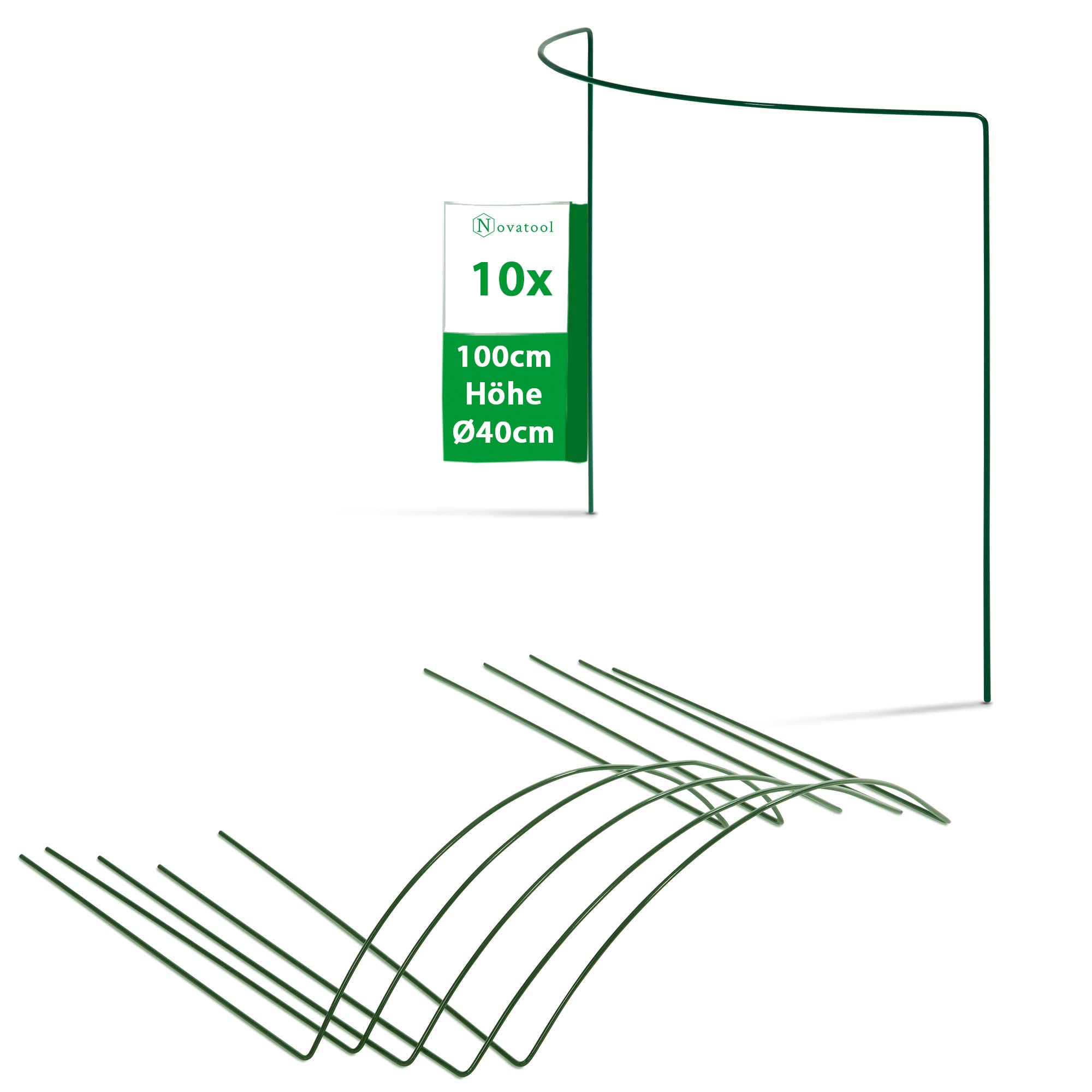 Novatool 10 Strauchstütze halbrund 40 cm 50 cm hoch grün Staudenhalter