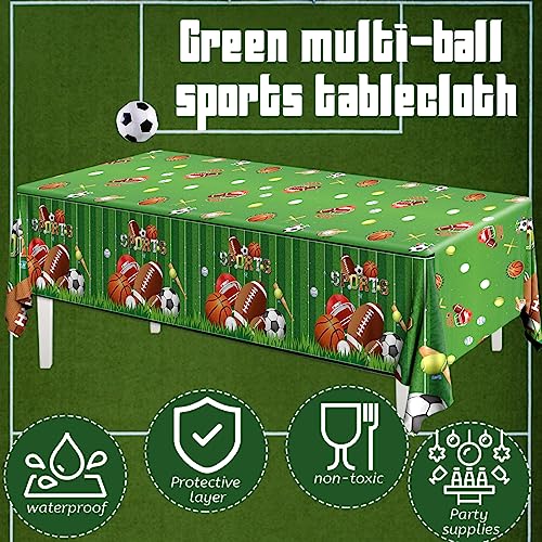 Image of Sports Theme Birthday Party Supplies,3pcs Sports Plastic Tablecloths Disposable All Star Table Covers Soccer Basketball Baseball Football Theme Table Cloth Decoration