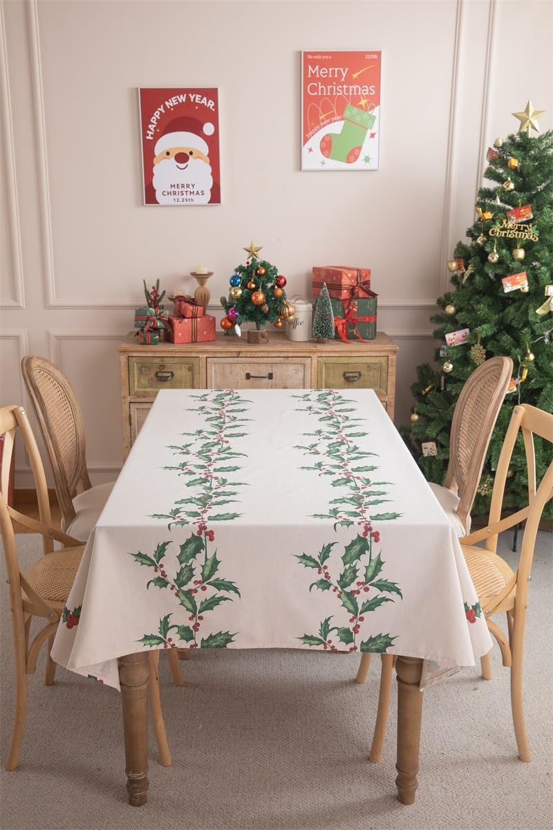 Nappe Carrée De Noël, Nappe De Noël, Feuilles De Houx, Nappe De Table