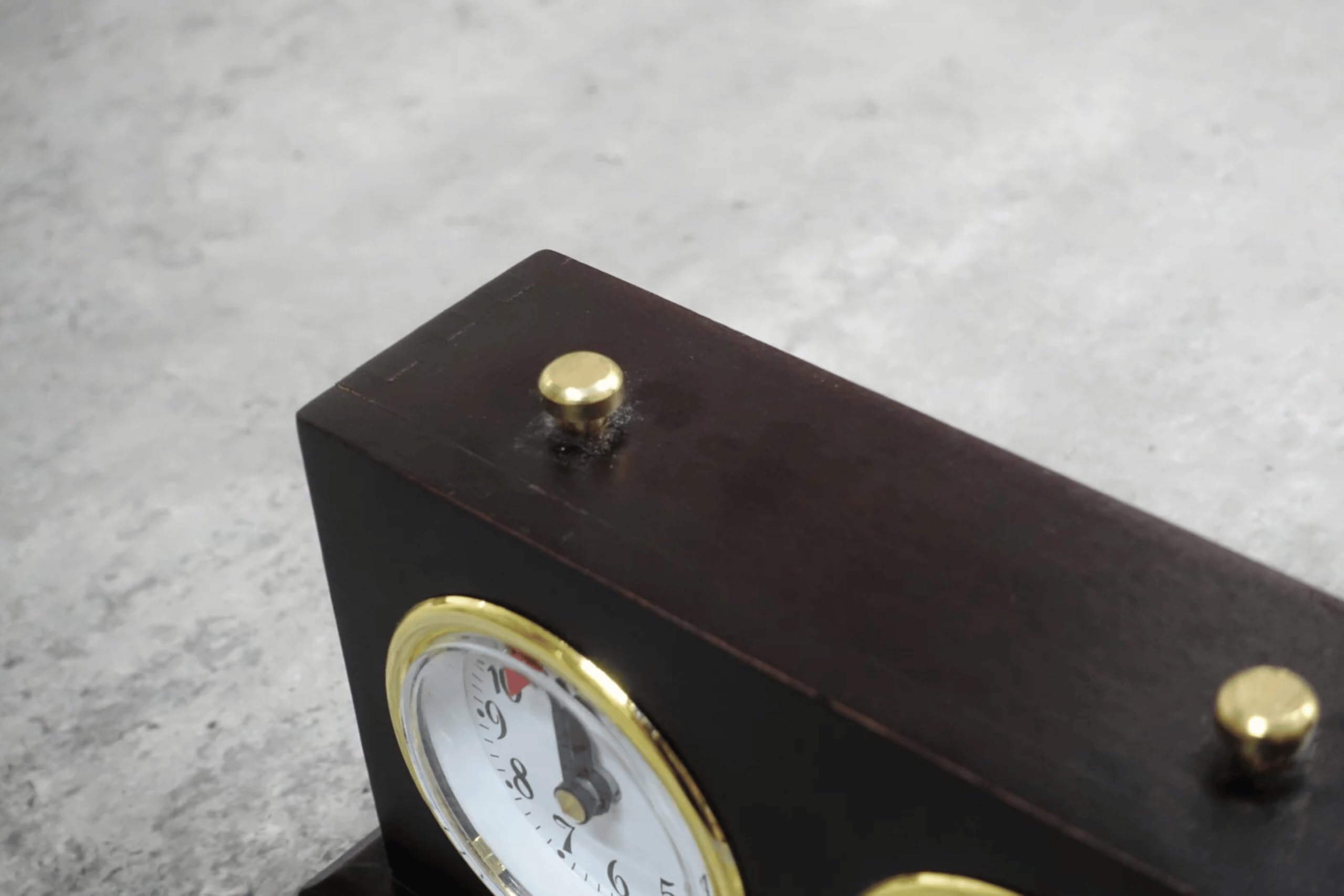 Turnier Orologio analogico a scacchi, in legno tinto di carbone con supporto, timer meccanico tradizionale a carica di scacchi per 2 giocatori, accessorio per giochi di scacchi da torneo