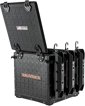 YakAttack BlackPak Pro 13 x 13 Fishing Crate with 3 Rod Holders - Black | Compact Tackle Storage Box & Gear Organizer for Kayaks | Lightweight, Durable & Customizable Marine Accessory | Made in USA