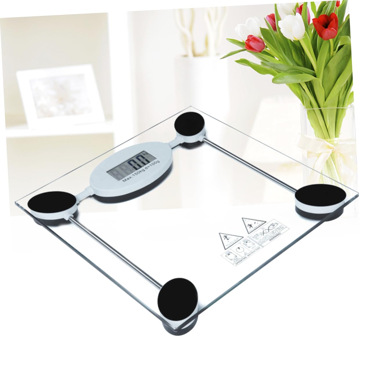 Bilancia Pesa Persone Digitale 28cm in Vetro Temperato | Capacità 150kg, Sensore Touch e Display Lcd, Batteria a Bottone Inclusa