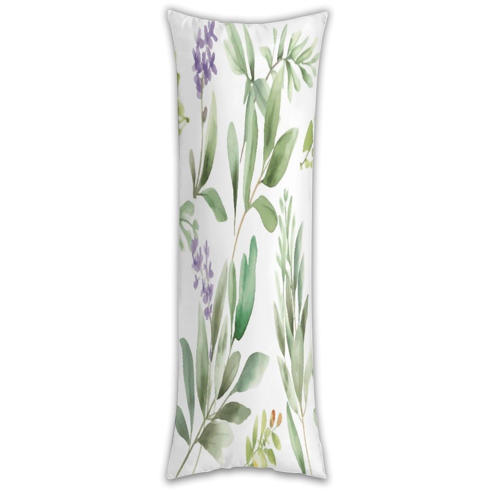 Green Flower Watercolor Herb Sage Leaves And Branches1 Long Pillow Case with Zipper Ultra Soft Microfiber Long Pillow Cover Breathable Body Pillow Protector Soft Wrinkle Pillowcase for Bed Sofa Bedroo