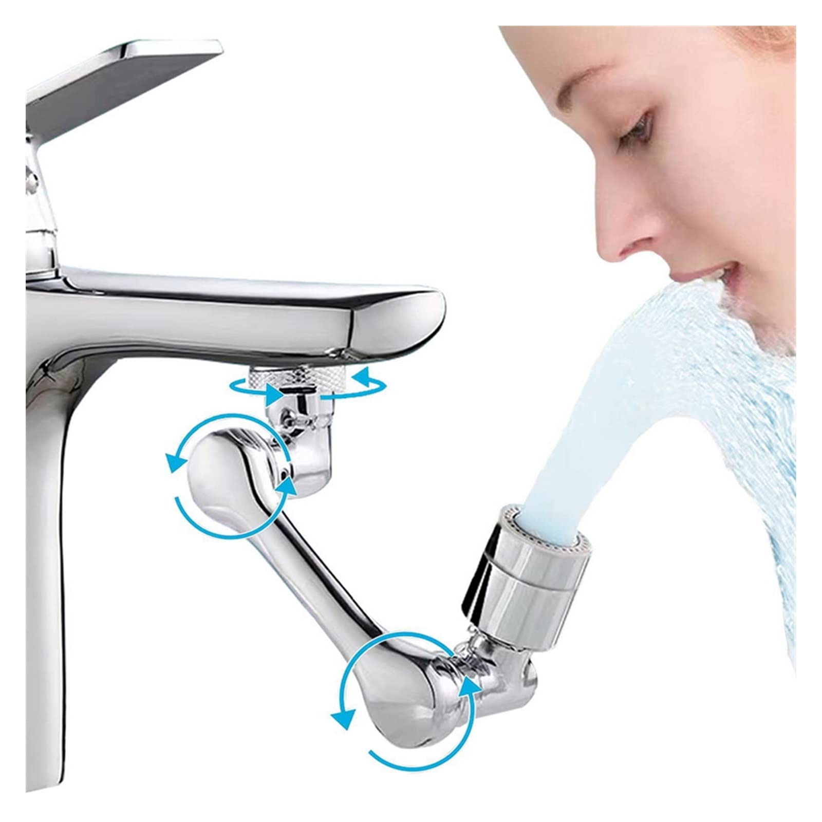 Girar el Grifo Giratorio aireador Universal 1080 ° rotación Extensor Grifo aireador plástico Brazo robótico Filtro contra Salpicaduras Cocina Lavabo grifos burbujeador Boquilla