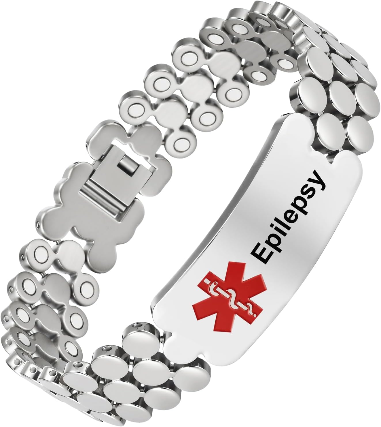 Medical Alert Bracelets For Men, 8.46'' Magnetic Titanium Bracelet With 42 Magnets, Suitable For Type 1 Diabetes, Type 2 Diabetes, Epilepsy