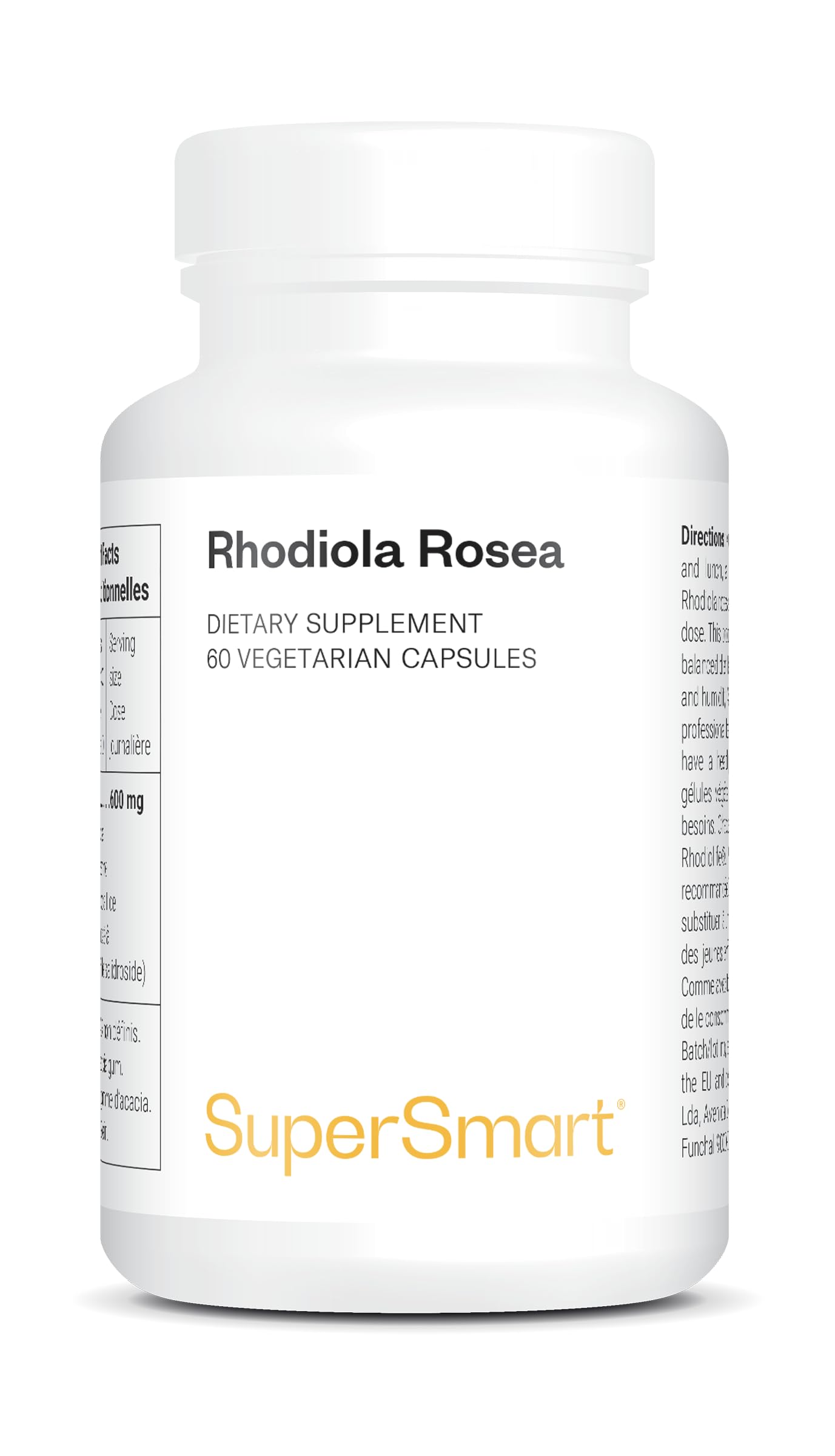 Supersmart - Rhodiola Rosea 600 Mg Per Serving - Adaptogen - Fatigue & Stress Relief - Boost 100% Naturally Brain & Mood | Non-Gmo & Gluten Free - 60 Vegetarian