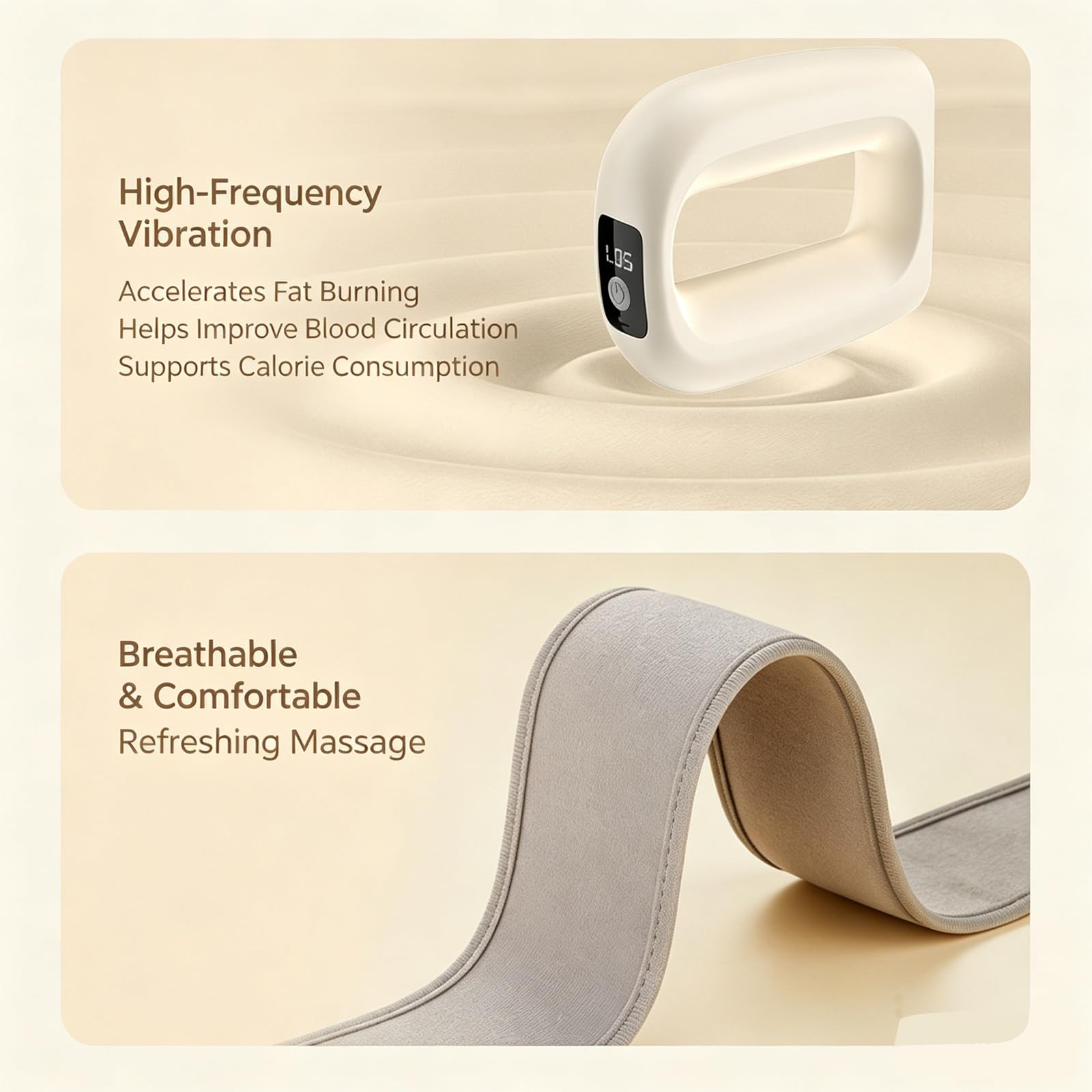 Masajeador de Grasa Abdominal, Anillo de Fascia Multifuncional de Cuerpo Entero, Masajeador de Vientre para Quemar Grasa y Calor, 10 Modos Ajustables para Espalda, Piernas y Abdomen (Blanco roto)