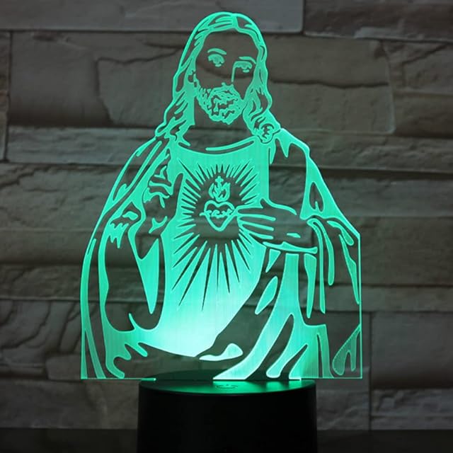 Huihaifanghu 3D Jesus Cross Night Light Lamp 7 Color Change LED Touch USB Table Gift Kids Children Decor Decorations Valentines Birthday Gift Toys