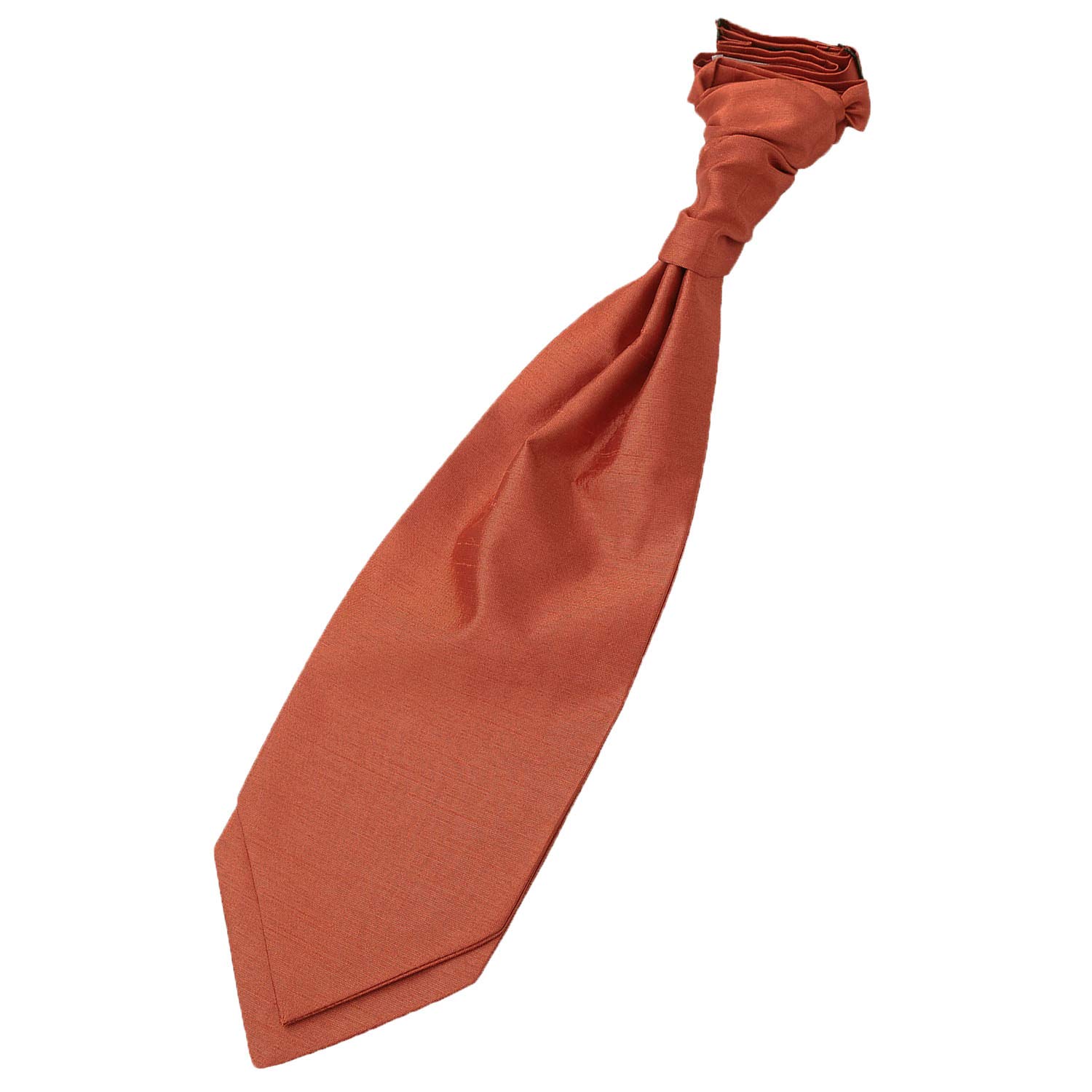 Dqt Men's Rust Plain Shantung Pre-Tied Scrunchie Cravat – Wedding Formal Ascot Tie