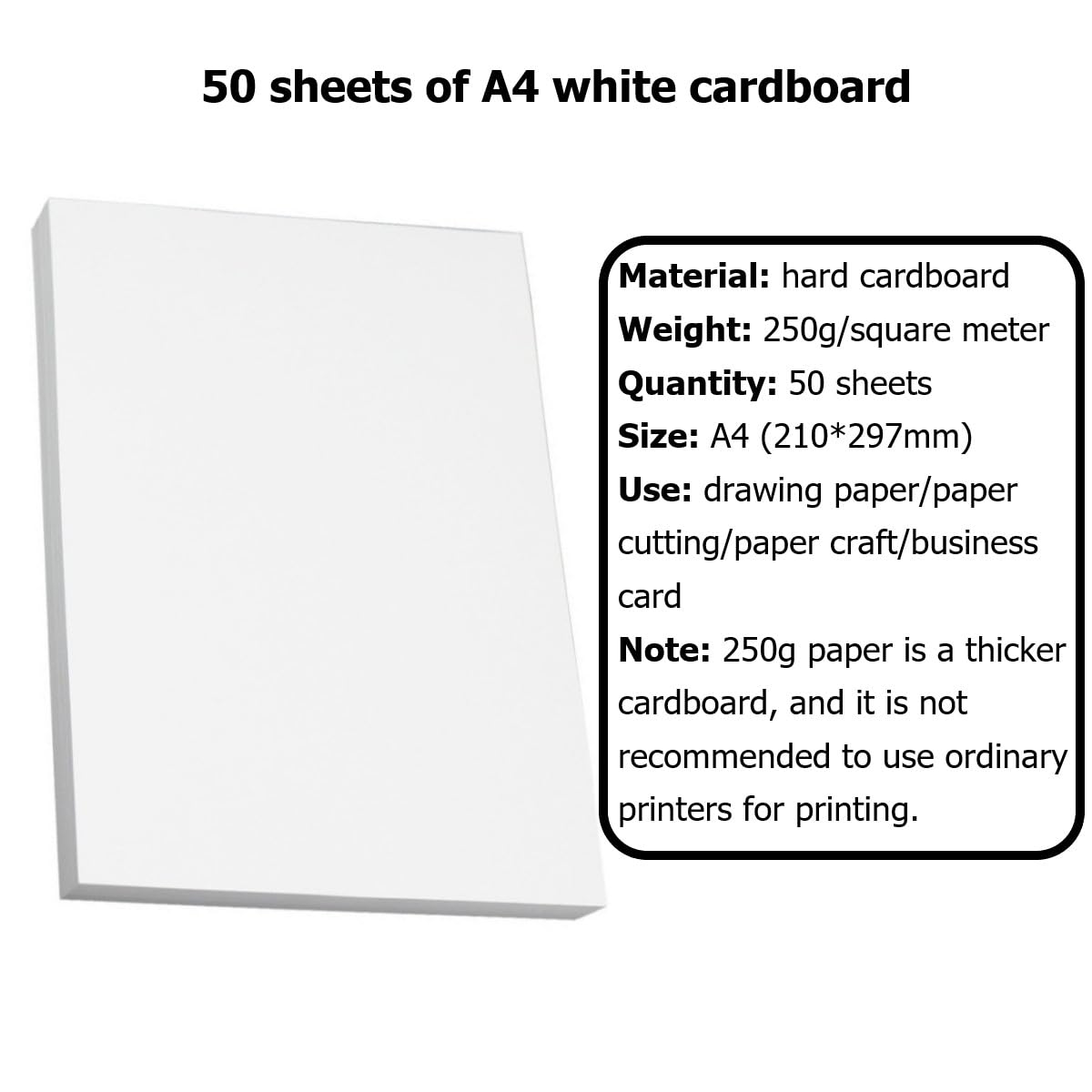 KARLOR 50 Sheets Cardboard Paper A4 250 g White Thick Paper for Printing Crafts Painting A4 Cardboard Photo Card Coloured Card White Suitable for Laser Inkjet Printing - Image 4