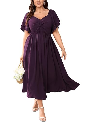 SCOMCHIC Women's Plus Size Wedding Guest Cocktail Dresses Sweetheart Neckline