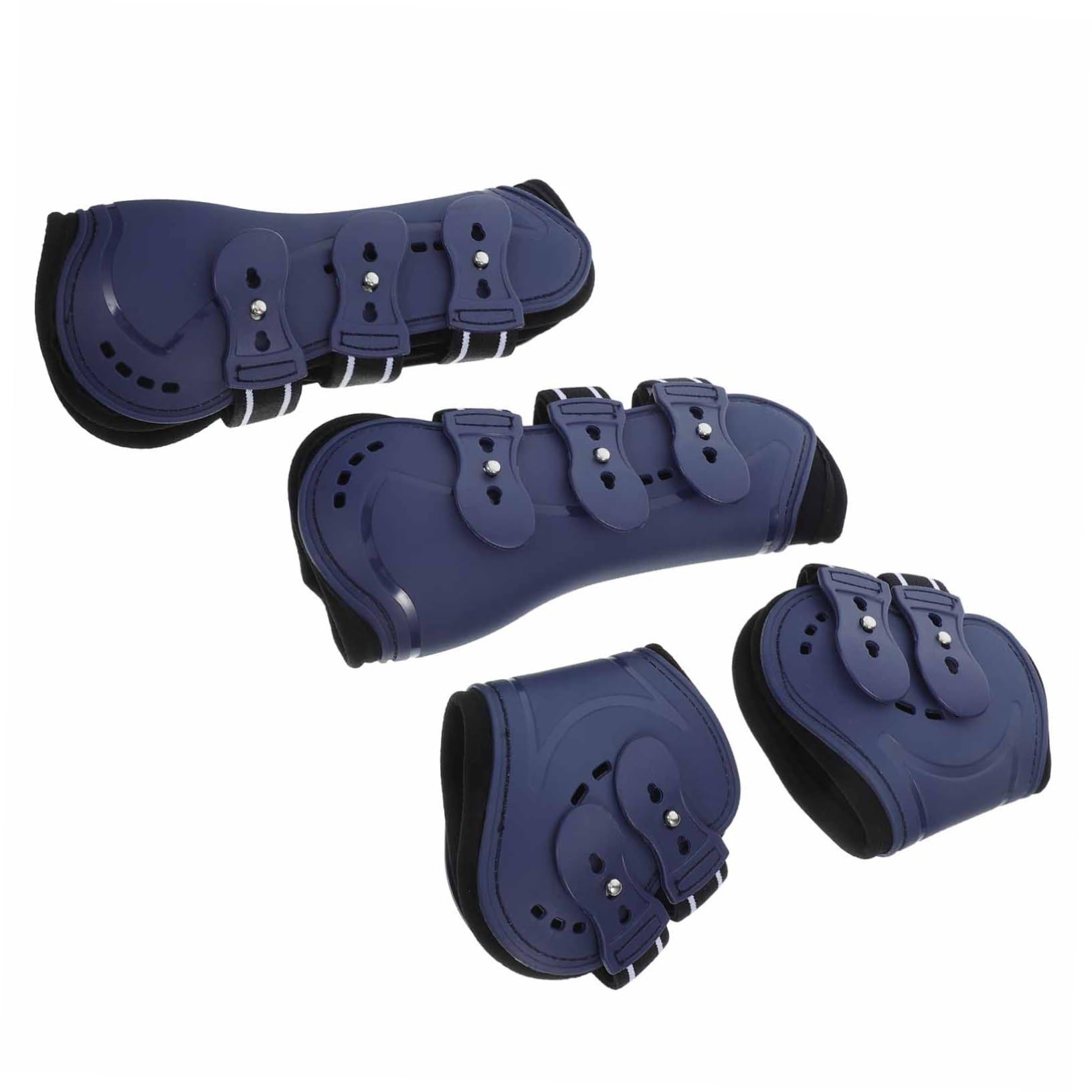 UPKOCH Botas para Caballos Abertura Ajustable 4 Piezas PU | Protección para Patas de Caballo, Aptas para Salto y Salida, Talla Mediana, Color Azul